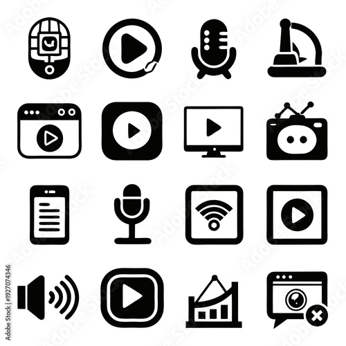 Collection of communication and technology icons in a grid
