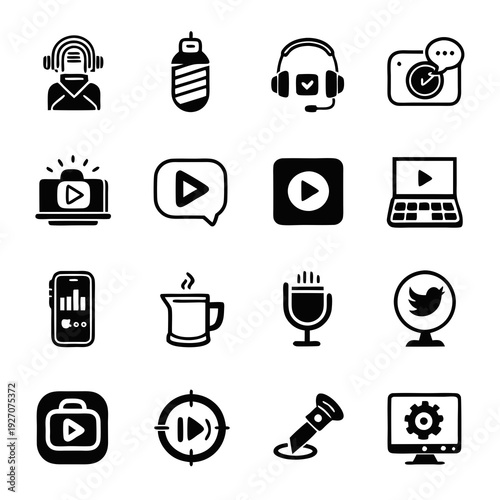 Collection of social media and digital communication icons