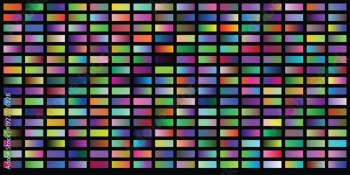 A striking visual display formed by a multitude of small, glowing rectangles, each containing a unique color shift, against a dark, minimalist background