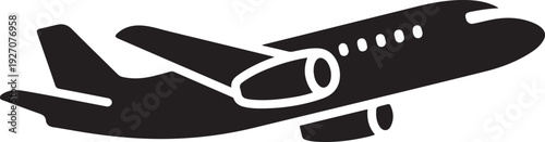 Airplane passenger travel silhouette icon. Aeroplane vector icon aircraft isolated symbol shape