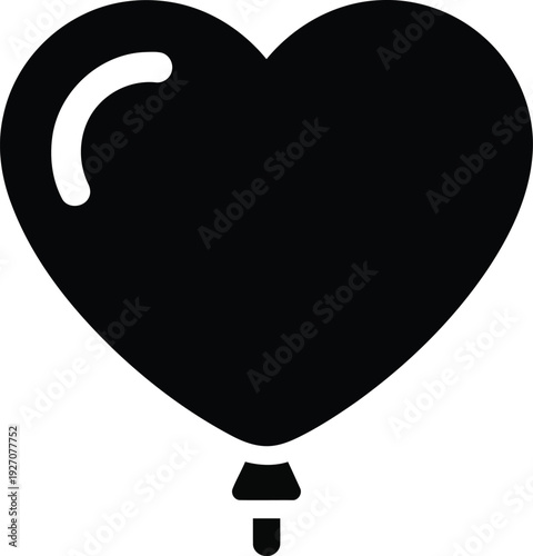 Black heart shaped balloon icon vector illustration