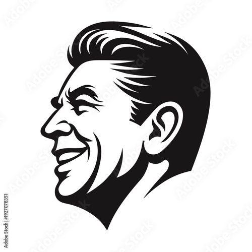 Modern minimalist black silhouette of a distinguished mature individual in profile, representing leadership and timeless elegance through abstract vector illustration