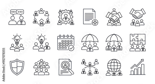Business Icons Set: Teamwork, Strategy, Communication, Collaboration, Success