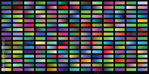 Abstract background featuring an organized grid of rectangular shapes, each showcasing unique and vibrant color gradients that smoothly shift across spectrum of hues