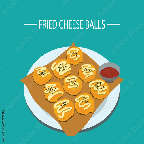 Delicious crispy fried cheese balls, a popular appetizer or snack, served on a white plate with savory dipping sauces, perfect for parties and casual dining