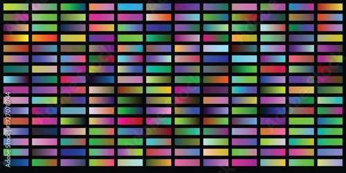 Comprehensive set of digital color gradients in rectangular format for graphic designers and artists colorful swatch grid for picking professional color schemes and transitions daily