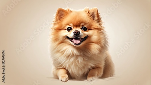 Hand-drawn fluffy Pomeranian, watercolor, home decor, art print for pet lovers, children's products, gift wrap.