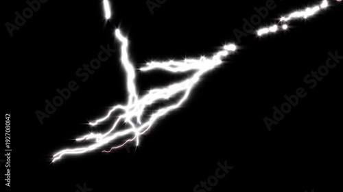 Wallpaper Mural Thunderstorm lightning flash realistic electric bolt animation isolated on black background, glowing electricity strike seamless VFX overlay for dramatic scenes, trailers, music videos and compositing Torontodigital.ca