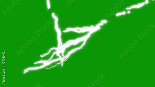 Wallpaper Mural Thunderstorm lightning flash realistic electric bolt animation isolated on green background, glowing electricity strike seamless VFX overlay for dramatic scenes, trailers, music videos and compositing Torontodigital.ca