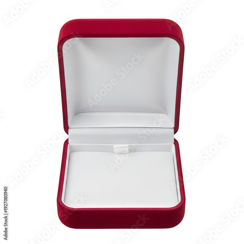 Luxury red velvet ring box empty opened for engagement or wedding