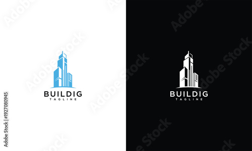 Modern Skyscraper Building Logo Design Vector - Real Estate Construction Architecture Icon.