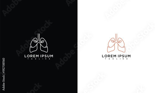 Minimalist Lung Logo Design - Respiratory System Outline Icon Health  Medical Vector Symbol.