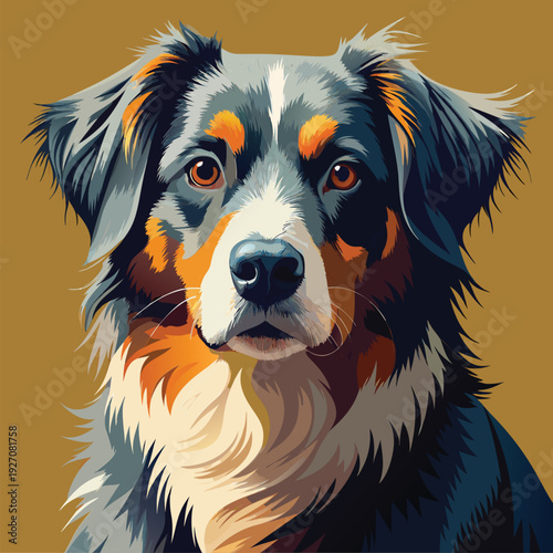 Colorful digital portrait of a dog