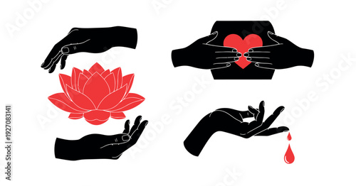 A symbolic illustration features a poignant representation of love, care, and compassion through the use of hands and symbolic imagery. 