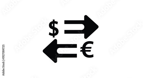 Currency exchange illustration dollar to euro conversion with arrows
