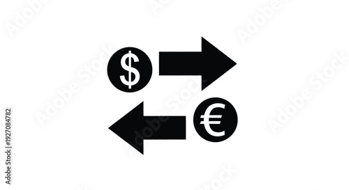 Currency exchange illustration us dollar to euro conversion with arrows