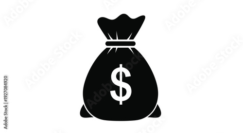 Simple black silhouette of a money bag with a dollar sign