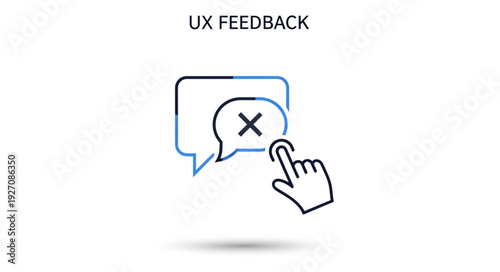 User Experience Feedback Icon with Hand Clicking on Message Bubble.
