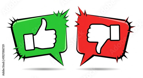 Thumbs Up and Thumbs Down Icons in Speech Bubbles.