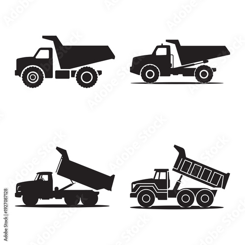 Heavy dump truck silhouette collection for mining and earth moving work