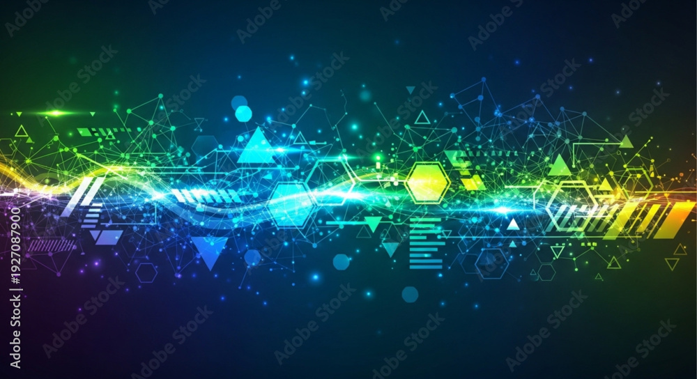 Obraz premium Abstract Neon Light Trails and Shapes.