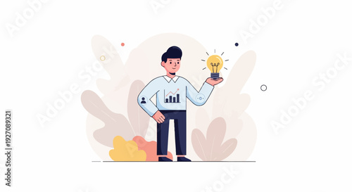 Person holds a glowing lightbulb, representing innovation and idea generation