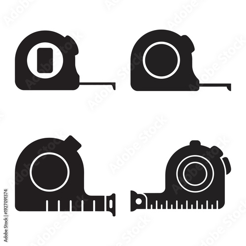 Tape measure icons vector set silhouette for measuring tools