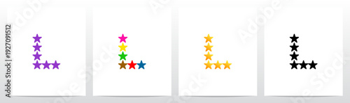 Stars Twinkle Rating Letter Alphabet Initial Logo Design L