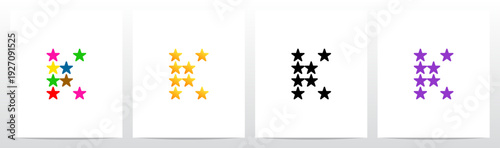Stars Twinkle Rating Letter Alphabet Initial Logo Design K