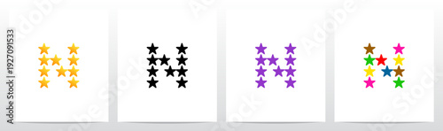 Stars Twinkle Rating Letter Alphabet Initial Logo Design N