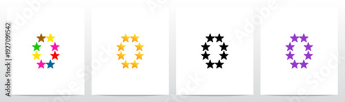Stars Twinkle Rating Letter Alphabet Initial Logo Design O