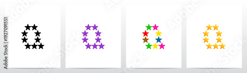 Stars Twinkle Rating Letter Alphabet Initial Logo Design Q