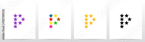 Stars Twinkle Rating Letter Alphabet Initial Logo Design P
