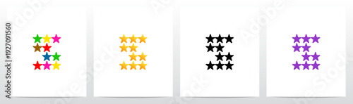 Stars Twinkle Rating Letter Alphabet Initial Logo Design S