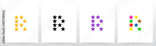 Stars Twinkle Rating Letter Alphabet Initial Logo Design R