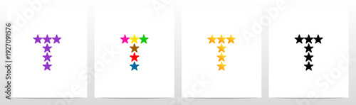 Stars Twinkle Rating Letter Alphabet Initial Logo Design T