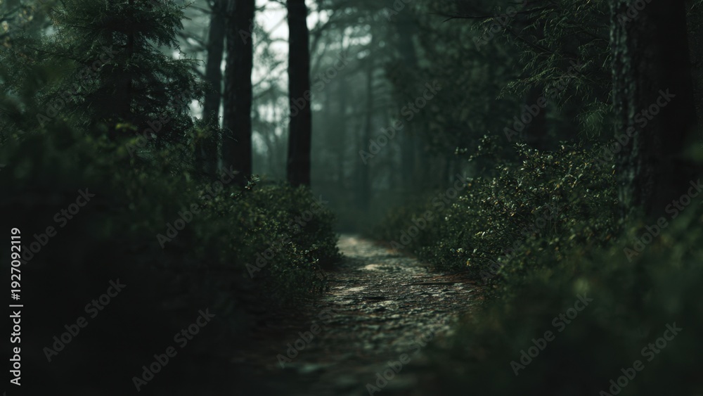 Fototapeta premium Dark Path Through A Tranquil Forest