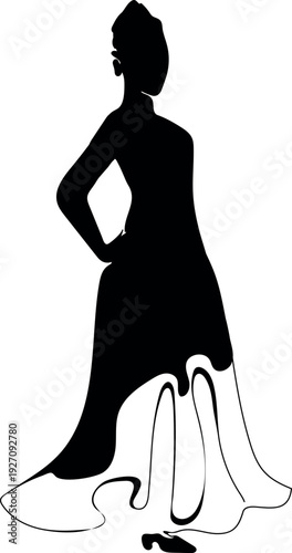 Black and white sketch of flamenco dancer isolated on a white background.