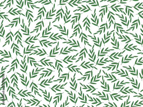 Handrawn Green Leaf Seamless Pattern