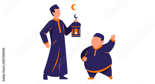 Vector illustration of two men in traditional Middle Eastern clothing