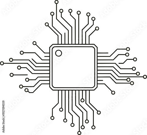 Modern microchip with intricate circuit board design