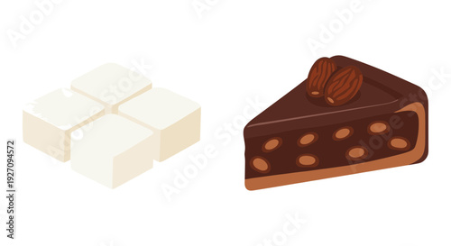 Set of 2 chocolate and sugar cube icons vector