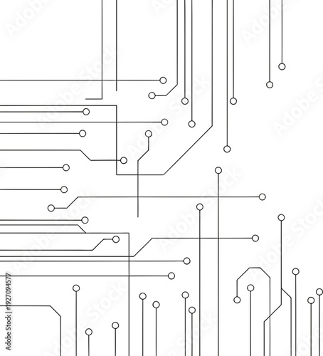 Modern circuit board design with sleek lines and dots