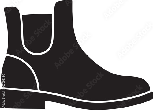 Chelsea boot with elastic sides and pull tab  minimalist design  footwear icon
