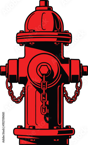 Red fire hydrant with chains firefighter emergency