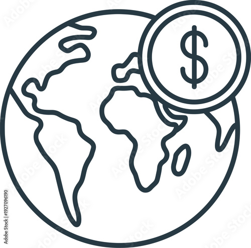Global finance icon isolated.