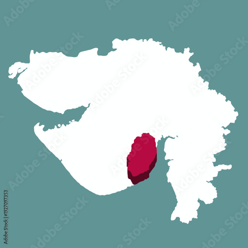 Tableau sur toile Bhavnagar District Map Highlighted in Gujarat State India Vector Illustration