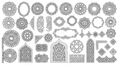 Ornament set with various arabic and islamic patterns
