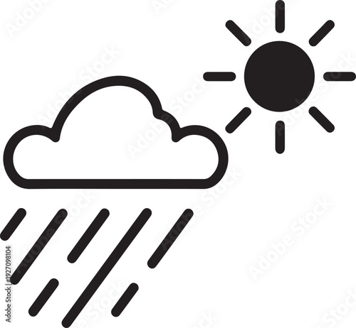 Wallpaper Mural Rain Cloud Icon, Outline Design, Weather Symbol Torontodigital.ca