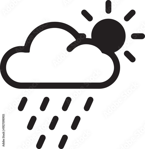 Wallpaper Mural Rain cloud icon weather forecast symbol. Simple outline sign for meteorology. Line art drop illustration.  Torontodigital.ca